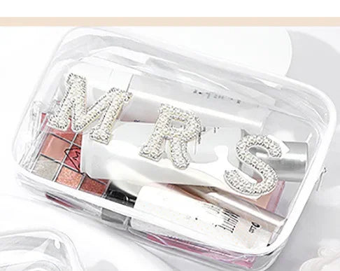 Amazon Cross-border E-commerce Letter Pearl Bride Mrs Wedding Transparent Makeup Bag Single Person Party Cosmetic Bag