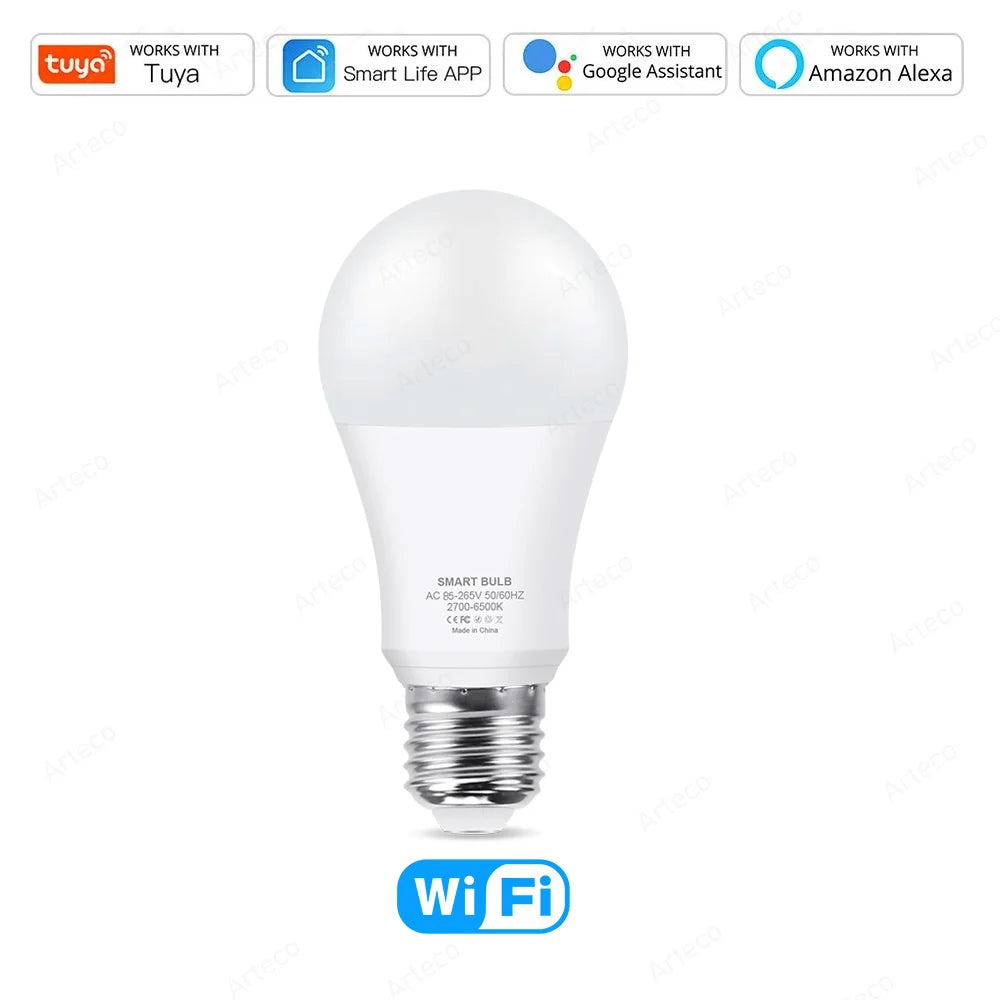 Tuya E27 Zigbee LED Bulbs WiFi Smart LED Lamp RGB+CW+WW 15W 18W LED Light Bulb Works With Amazon Alexa Google Home Room Decorate