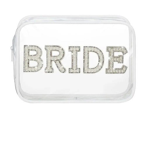 Amazon Cross-border E-commerce Letter Pearl Bride Mrs Wedding Transparent Makeup Bag Single Person Party Cosmetic Bag